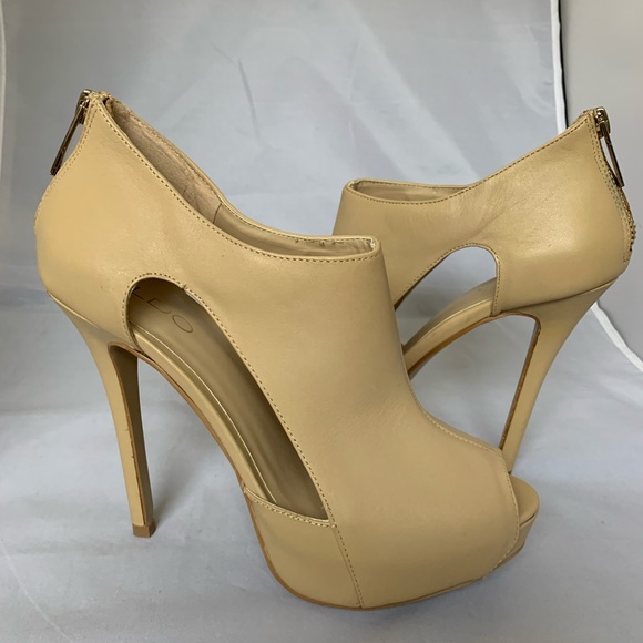 Aldo Shoes - Aldo leather open toe bootie pumps